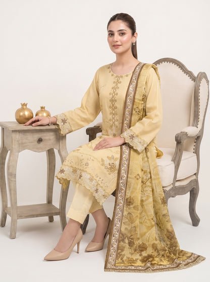 SOULAY 3pcs Un-Stitched Emb Viscose [D-6152]