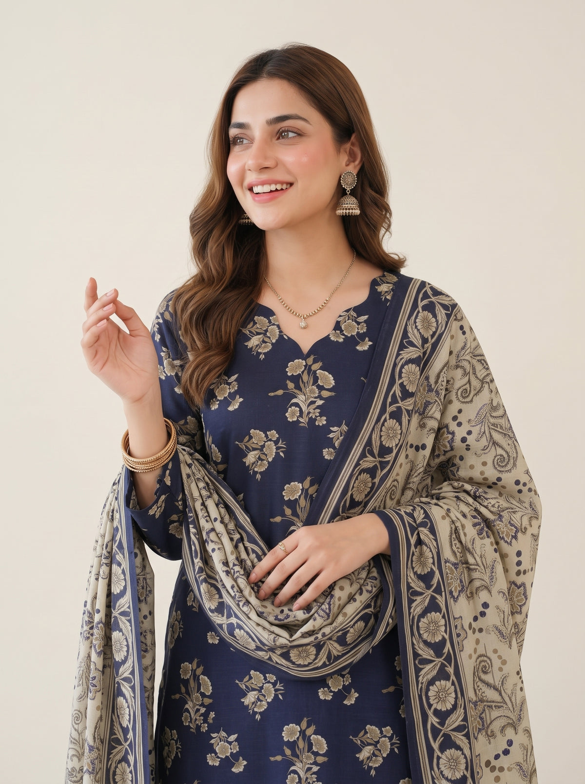 KIRAN 3pcs Stitched Printed Khaddar [D-6147]