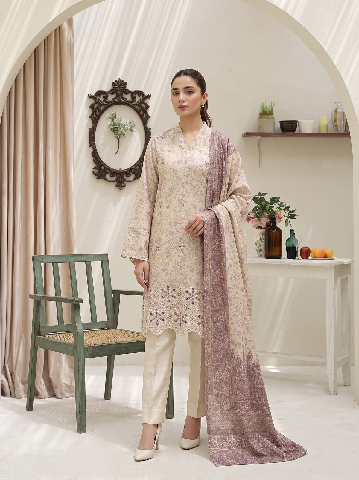 SAHAR 3pcs Un-Stitched Emb Viscose [D-6607]