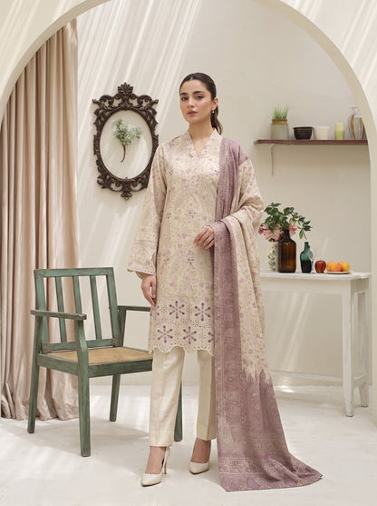 SAHAR 3pcs Un-Stitched Emb Viscose [D-6607]