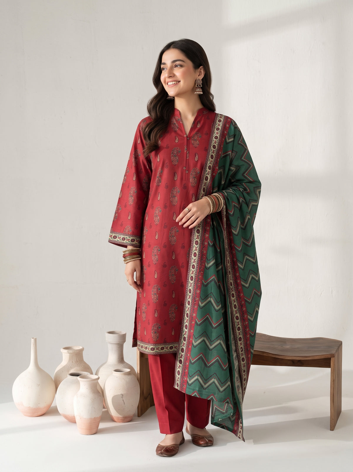 RESHAM 3pcs Un-Stitched Printed Khaddar [D-6281]
