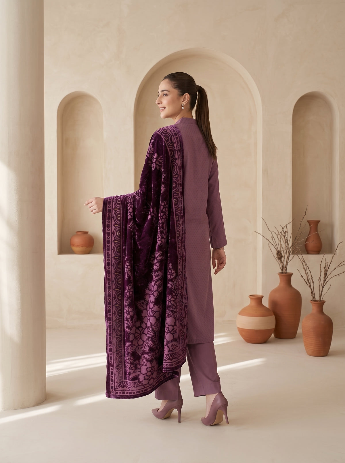 ZAUQ 3pcs Un-Stitched Emb Dhanak [D-6648]