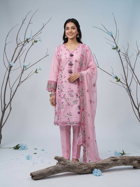 ZARAFAT 3pcs Semi-Stitched Emb Lawn [D-4818]