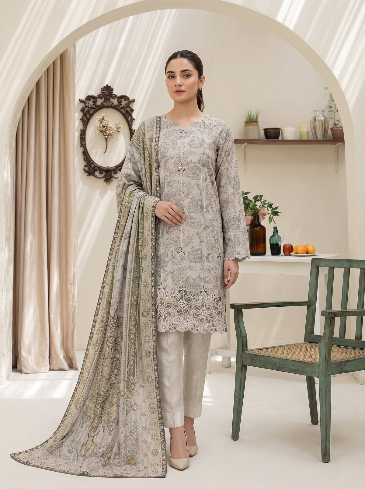 SAHAR 3pcs Un-Stitched Emb Viscose [D-6604]
