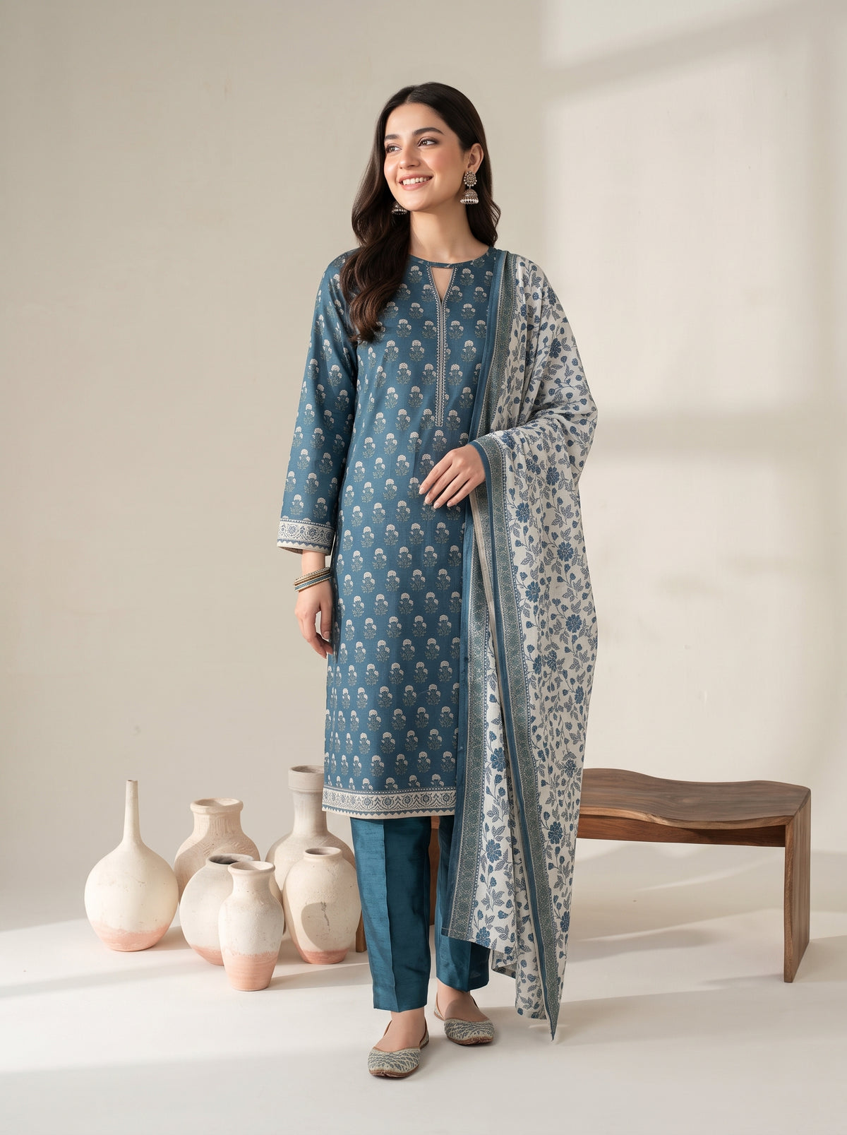RESHAM 3pcs Un-Stitched Printed Khaddar [D-6289]