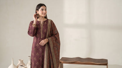 RESHAM 3pcs Un-Stitched Printed Khaddar [D-6272]