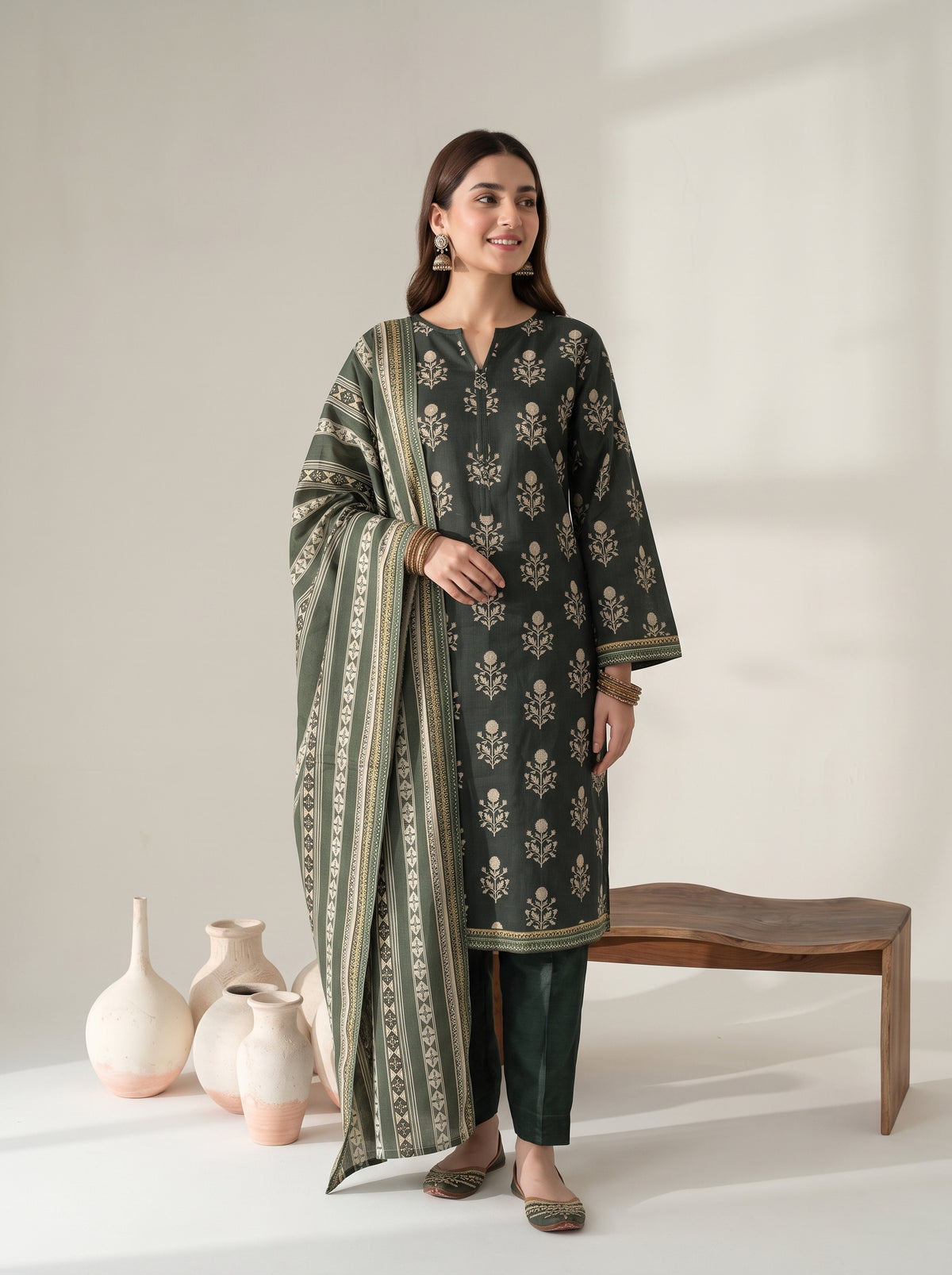 RESHAM 3pcs Un-Stitched Printed Khaddar [D-6276]