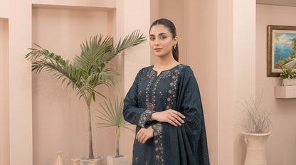 MEENA 3pcs Un-Stitched  Embroidered Dhanak [D-6304]
