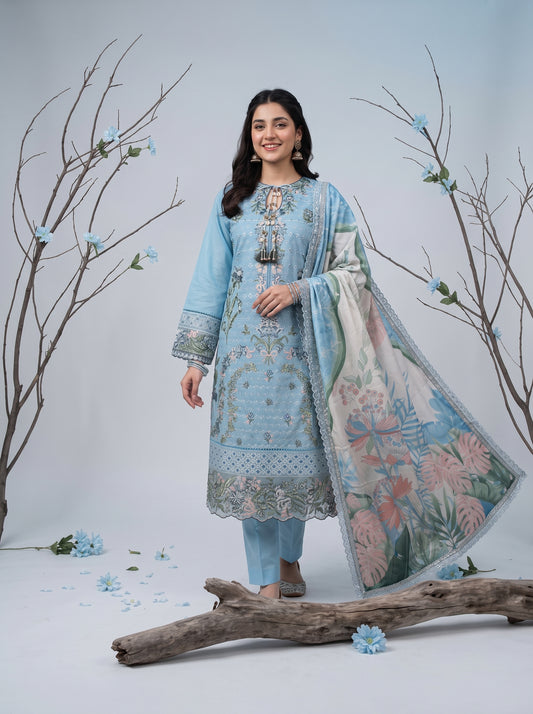 ZARAFAT 3pcs Semi-Stitched Emb Lawn [D-4815]