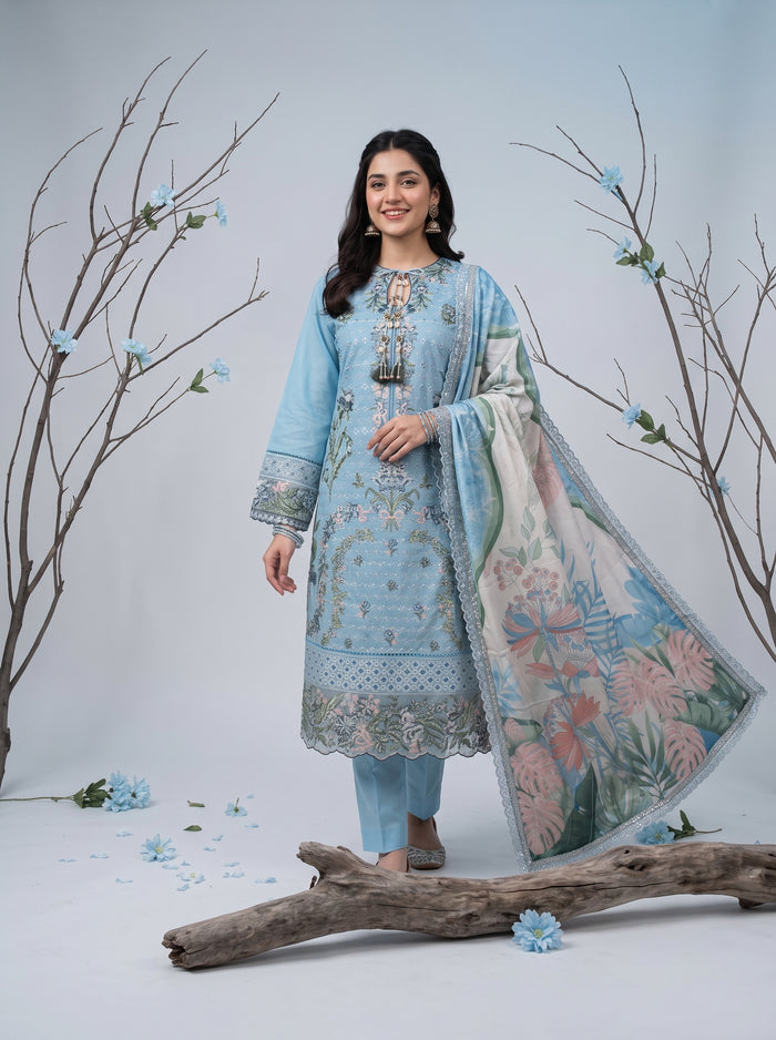 ZARAFAT 3pcs Semi-Stitched Emb Lawn [D-4815]