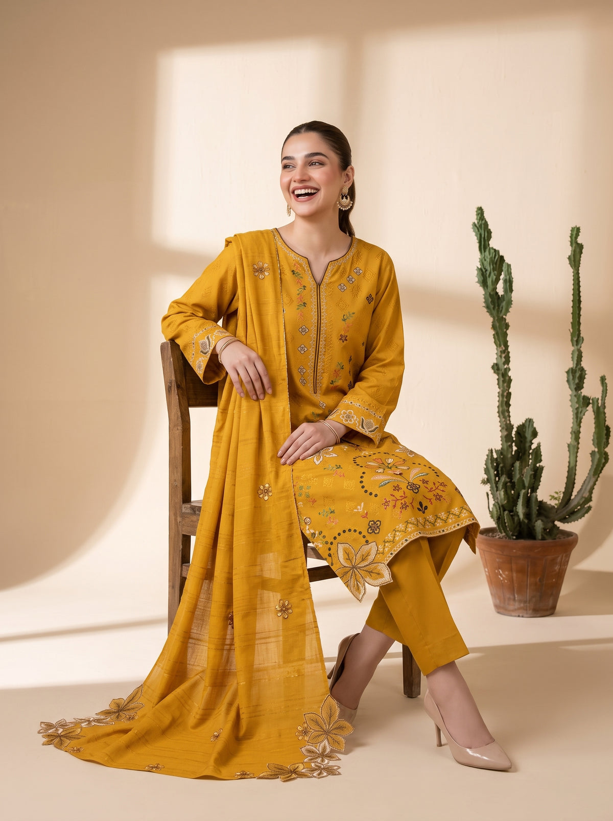 MARJAAN 3pcs Un-Stitched Emb Dhanak [D-5877]