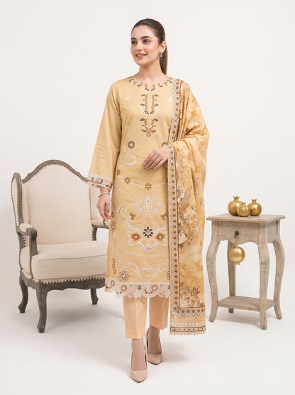 SOULAY 3pcs Un-Stitched Emb Viscose [D-6156]