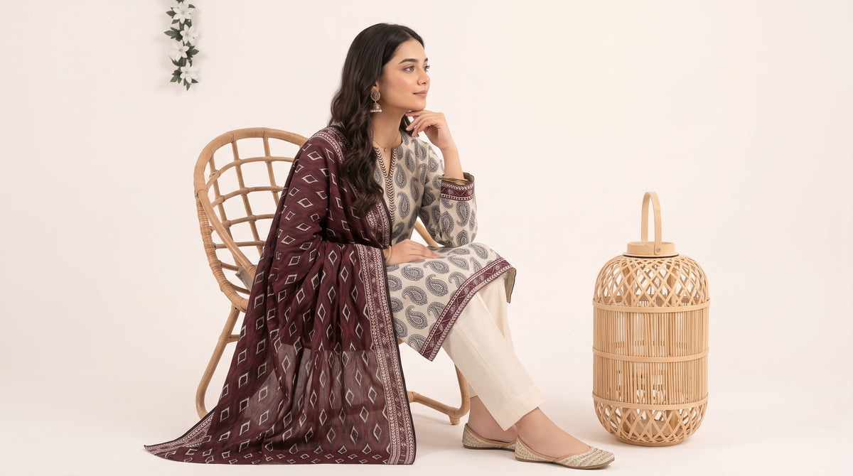 SILSILA 3pcs Un-Stitched Printed Khaddar [D-6288]