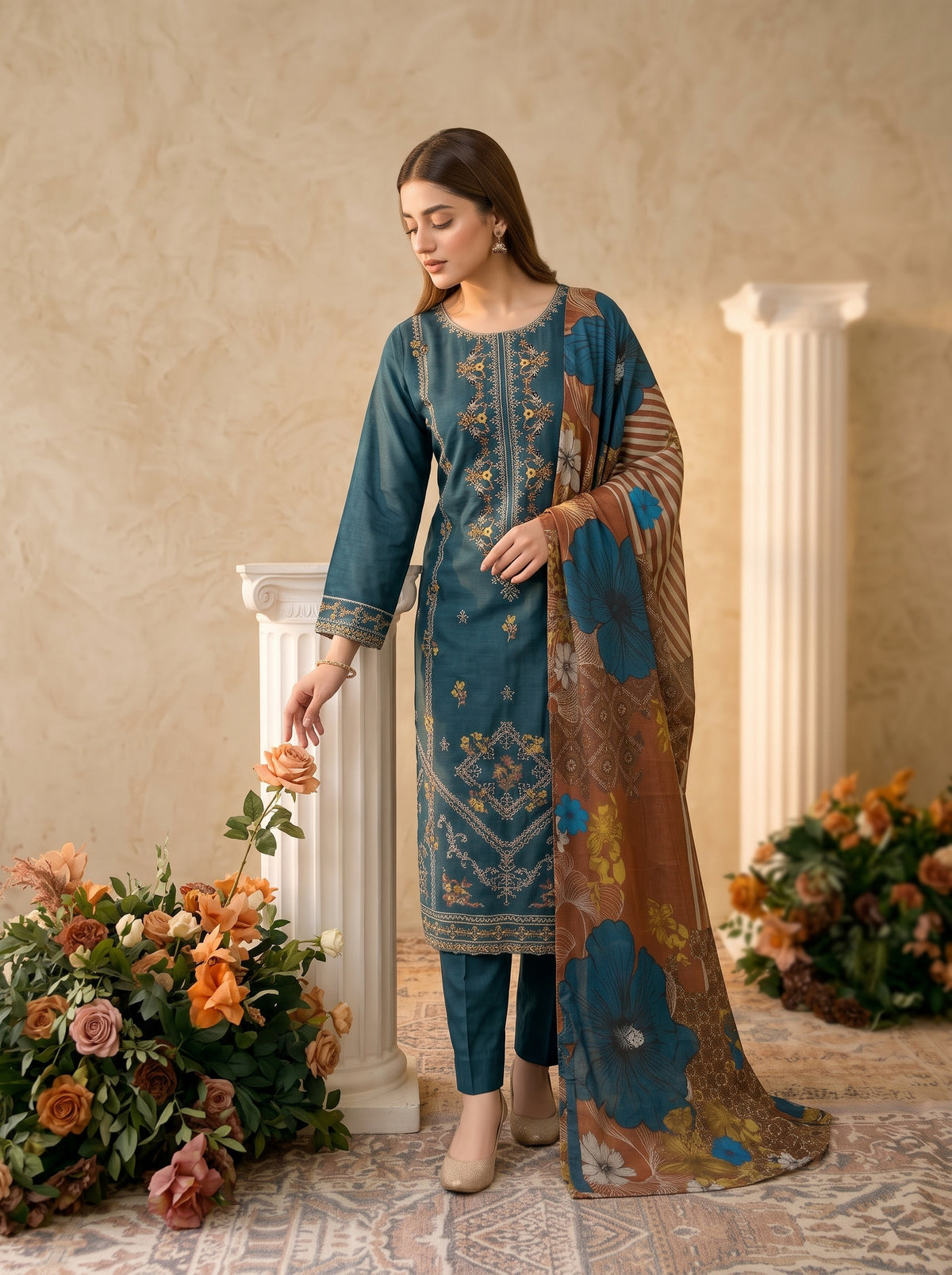 INARA 3pcs Un-Stitched Emb Viscose [D-6216]
