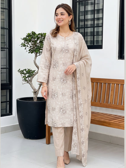 NEHAL 3pcs Un-Stitched Emb LAWN [D-4833]