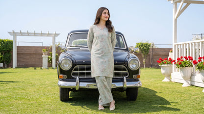 AURYN V-3 2pcs Stitched Printed Lawn [D-3218]