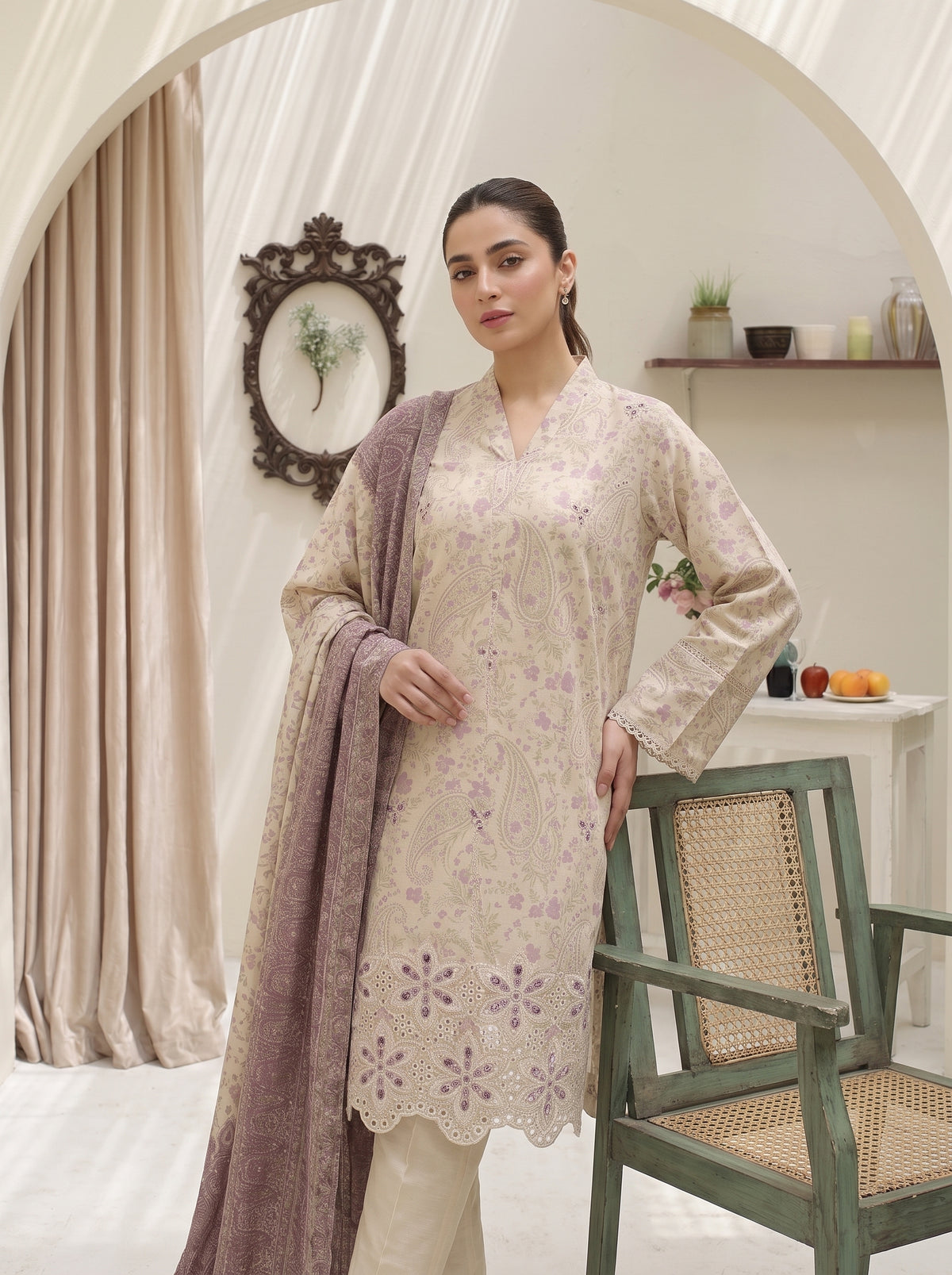 SAHAR 3pcs Un-Stitched Emb Viscose [D-6607]