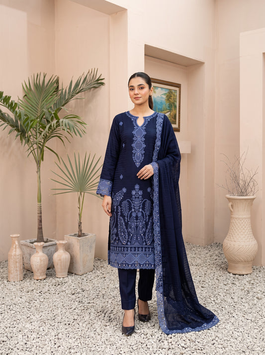 MEENA 3pcs Un-Stitched  Embroidered Dhanak [D-6302]