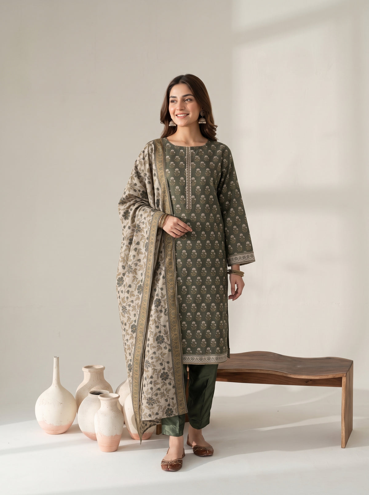 RESHAM 3pcs Un-Stitched Printed Khaddar [D-6284]
