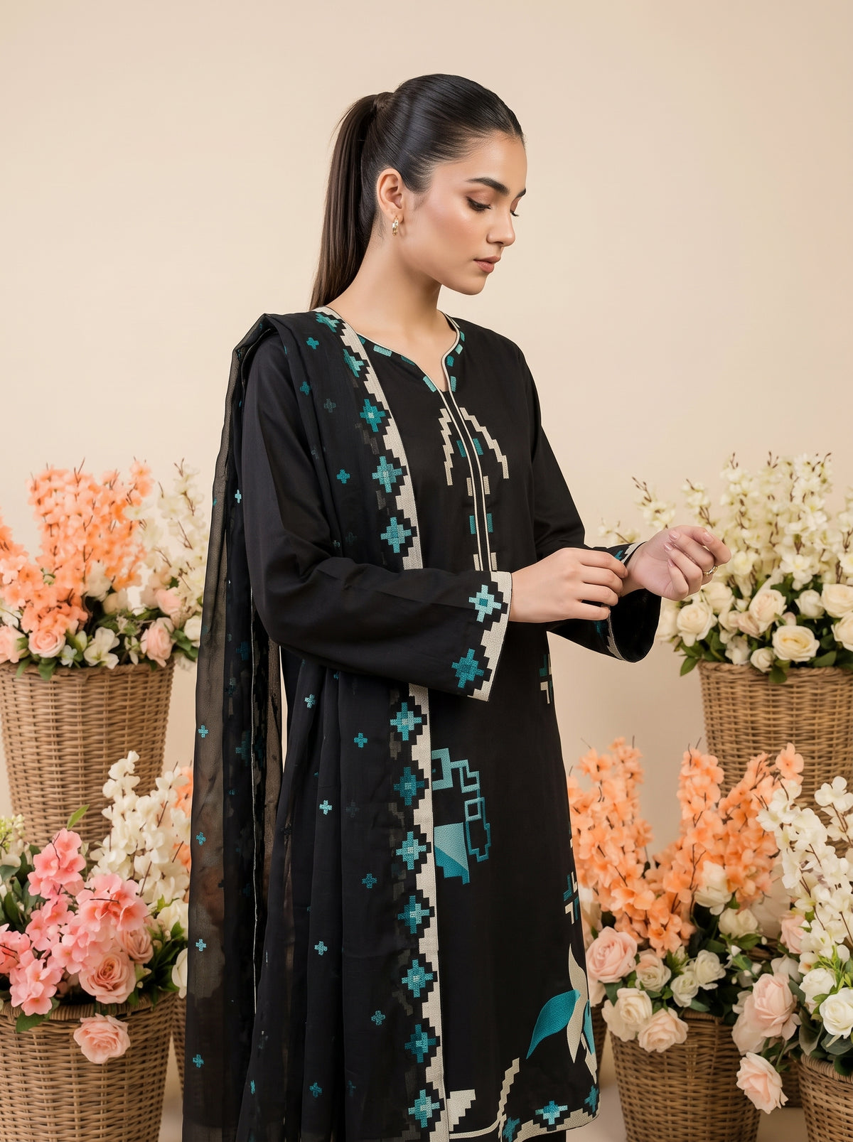 ZERANE 3pcs Un-Stitched Emb Viscose [D-5953]