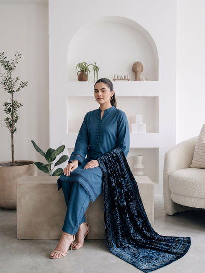AERIS 3pcs Stitched Jacquard Dhanak [D-6748]