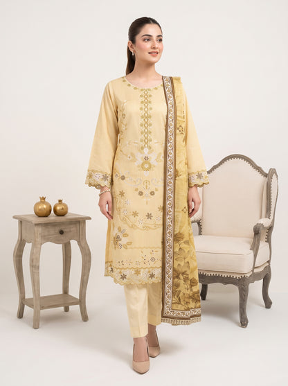 SOULAY 3pcs Un-Stitched Emb Viscose [D-6152]