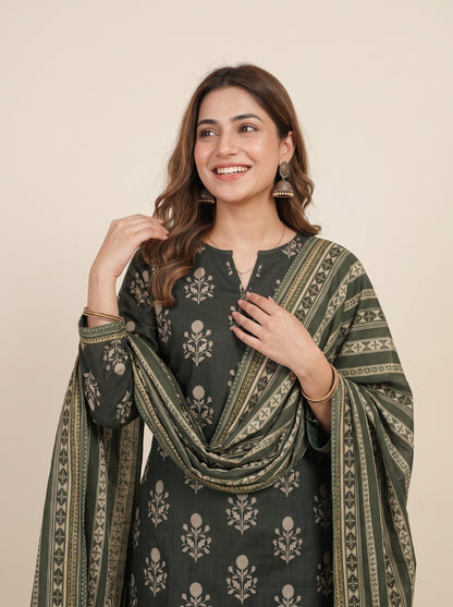 BAHAR 3pcs Stitched Printed Khaddar [D-6276]