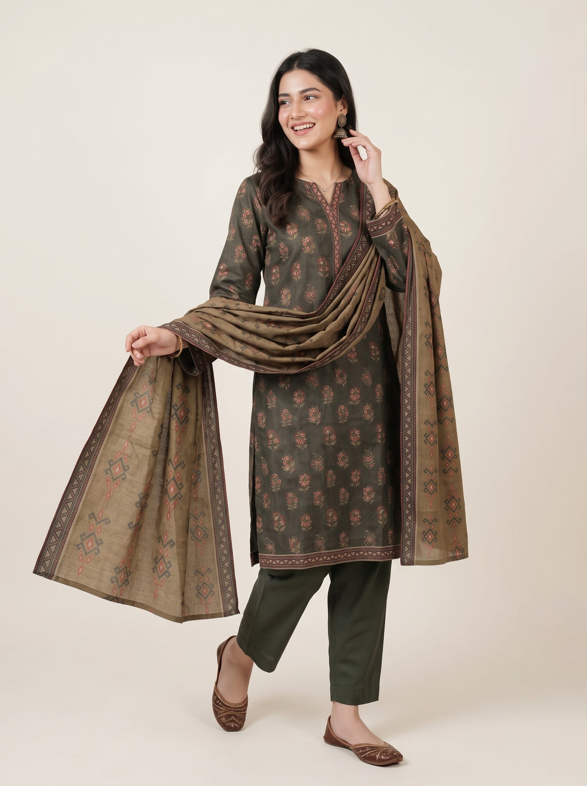 KIRAN 3pcs Stitched Printed Khaddar [D-6286]