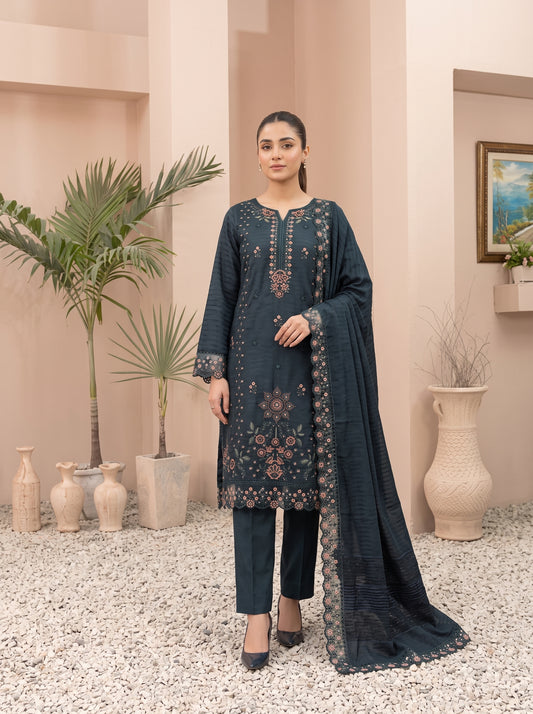 MEENA 3pcs Un-Stitched  Embroidered Dhanak [D-6304]