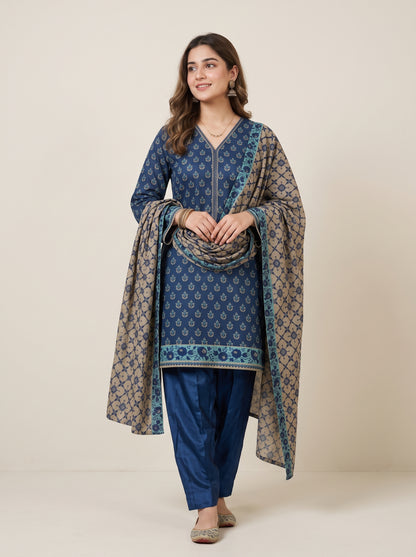 BAHAR 3pcs Stitched Printed Khaddar [D-6275]