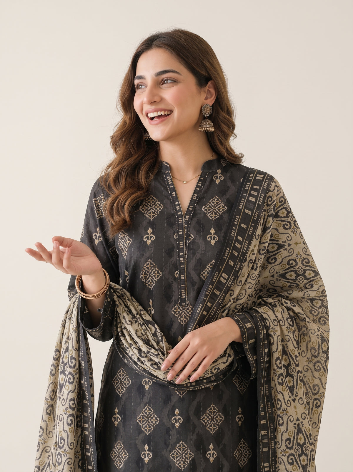 GHAZAL 3pcs Stitched Printed Khaddar [D-6274]