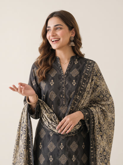GHAZAL 3pcs Stitched Printed Khaddar [D-6274]