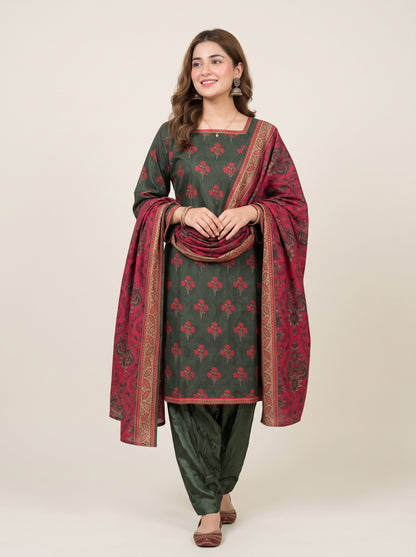 JHOOM 3pcs Stitched Printed Khaddar [D-6289]