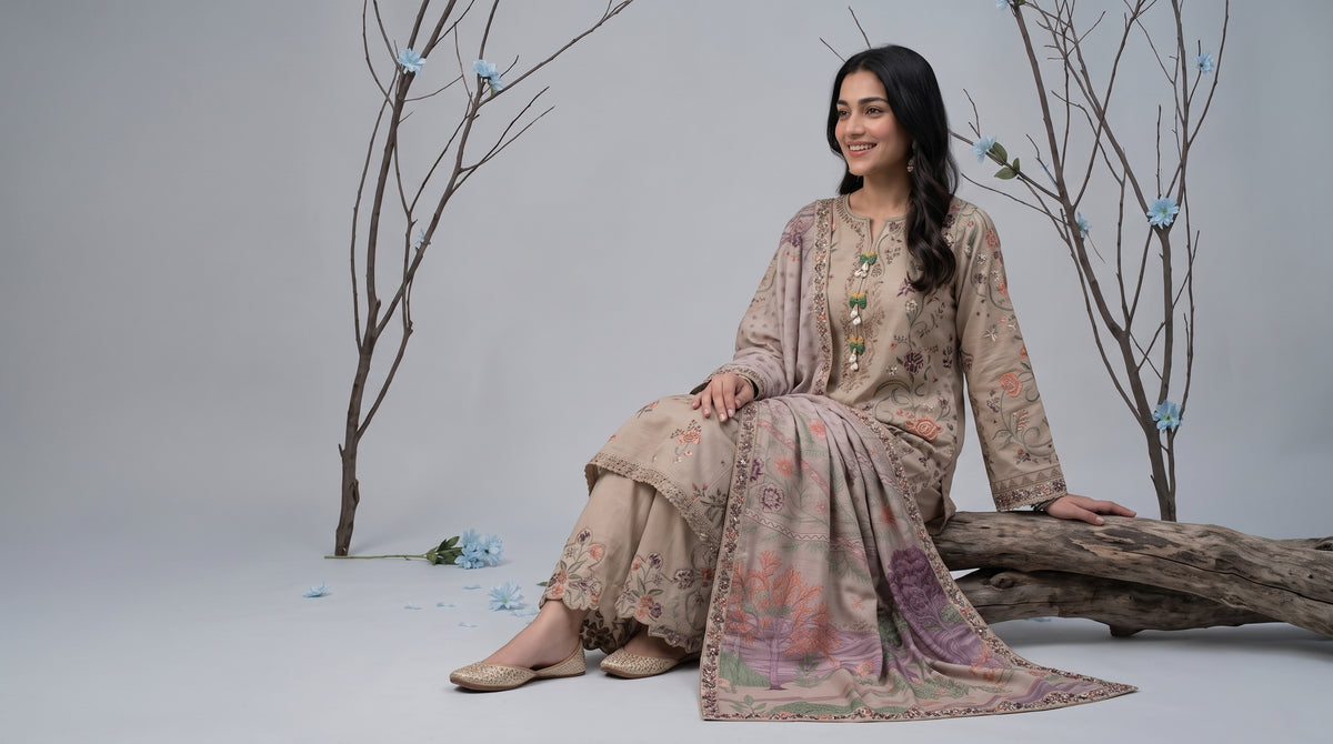 ZARAFAT 3pcs Semi-Stitched Emb Lawn [D-4817]
