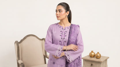 SOULAY 3pcs Un-Stitched Emb Viscose [D-6155]