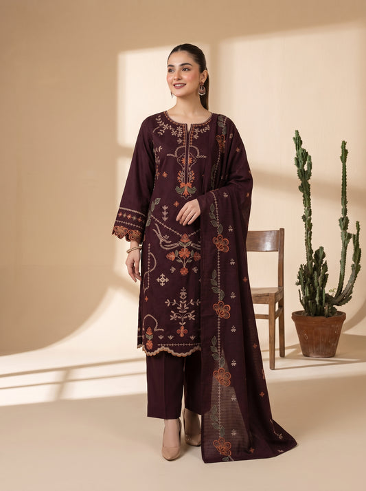 MARJAAN 3pcs Un-Stitched Emb Dhanak [D-5882]