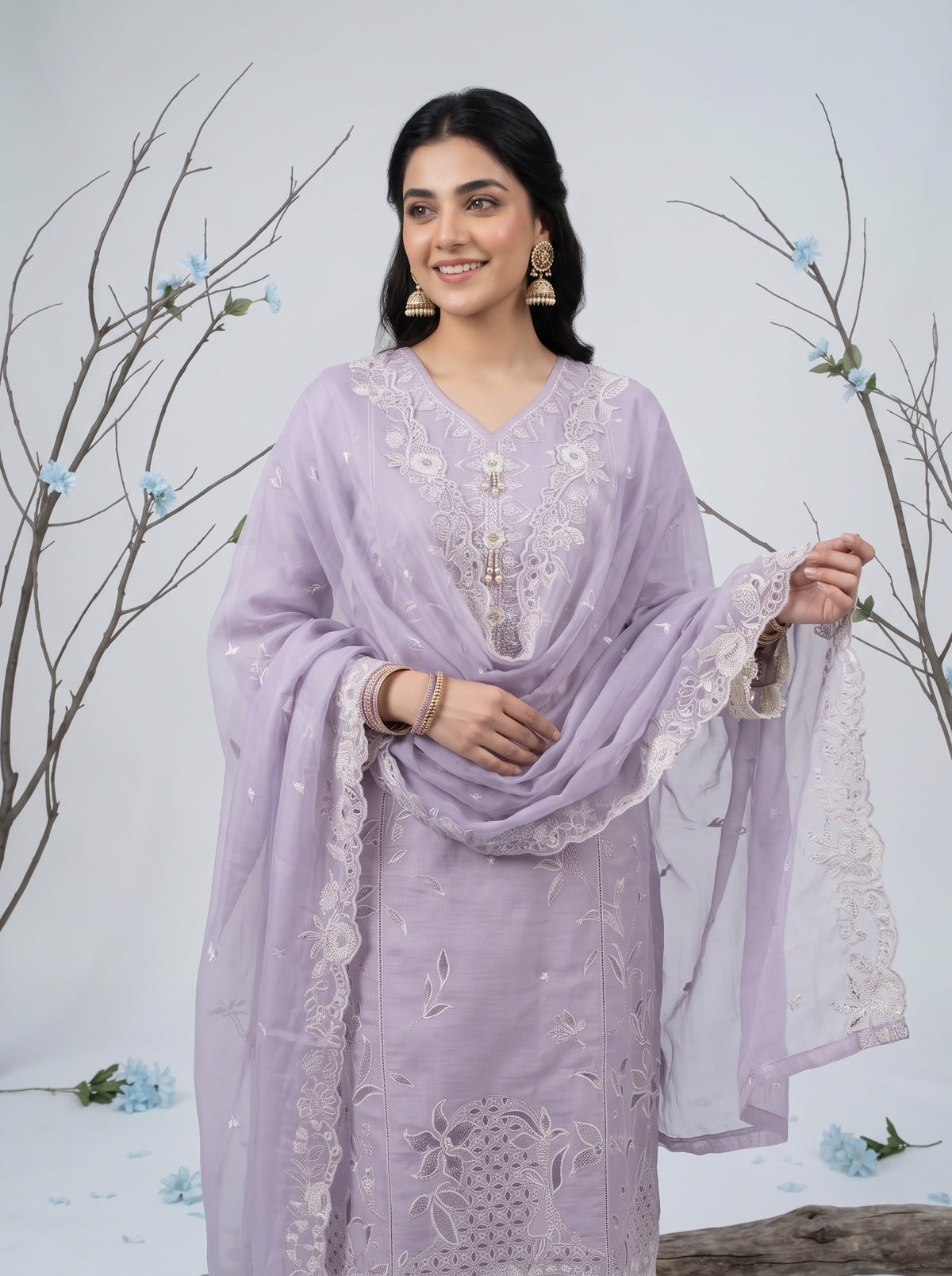 ZARAFAT 3pcs Semi-Stitched Emb Lawn [D-4819]