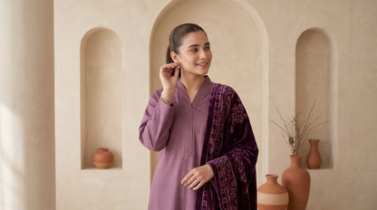 ZAUQ 3pcs Un-Stitched Emb Dhanak [D-6648]