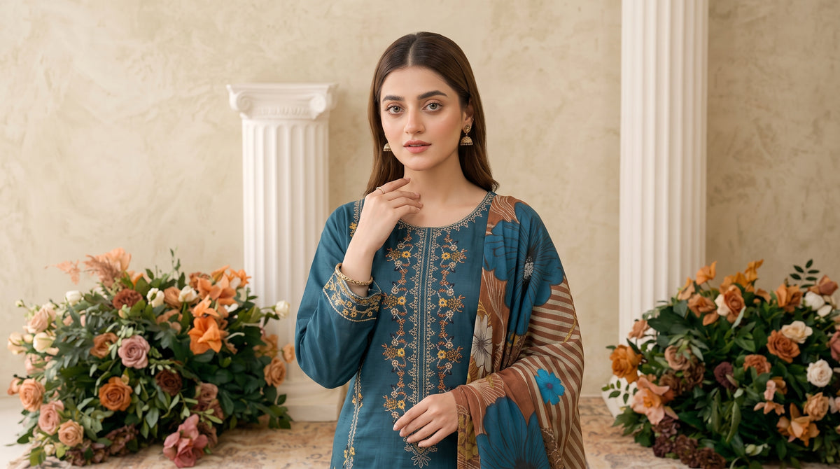 INARA 3pcs Un-Stitched Emb Viscose [D-6216]