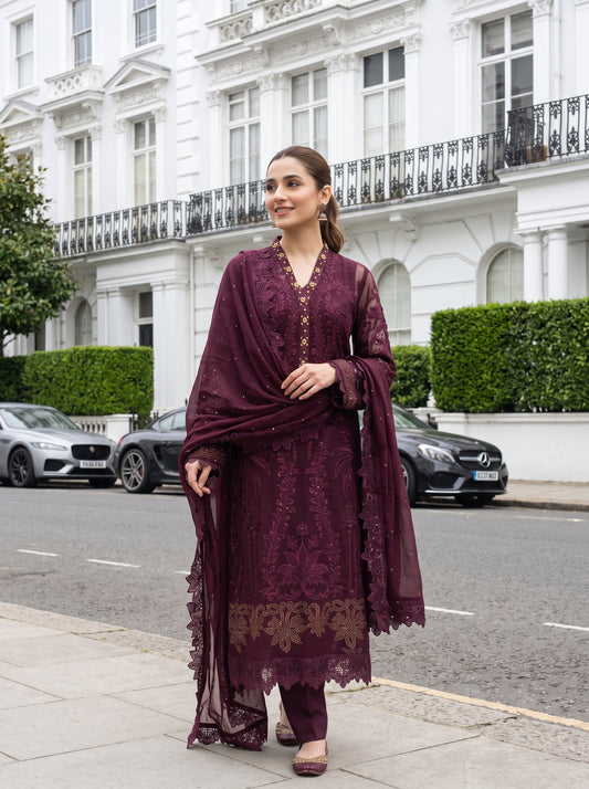 AYZEL 3pcs Semi-Stitched Emb Chiffon [D-5117]