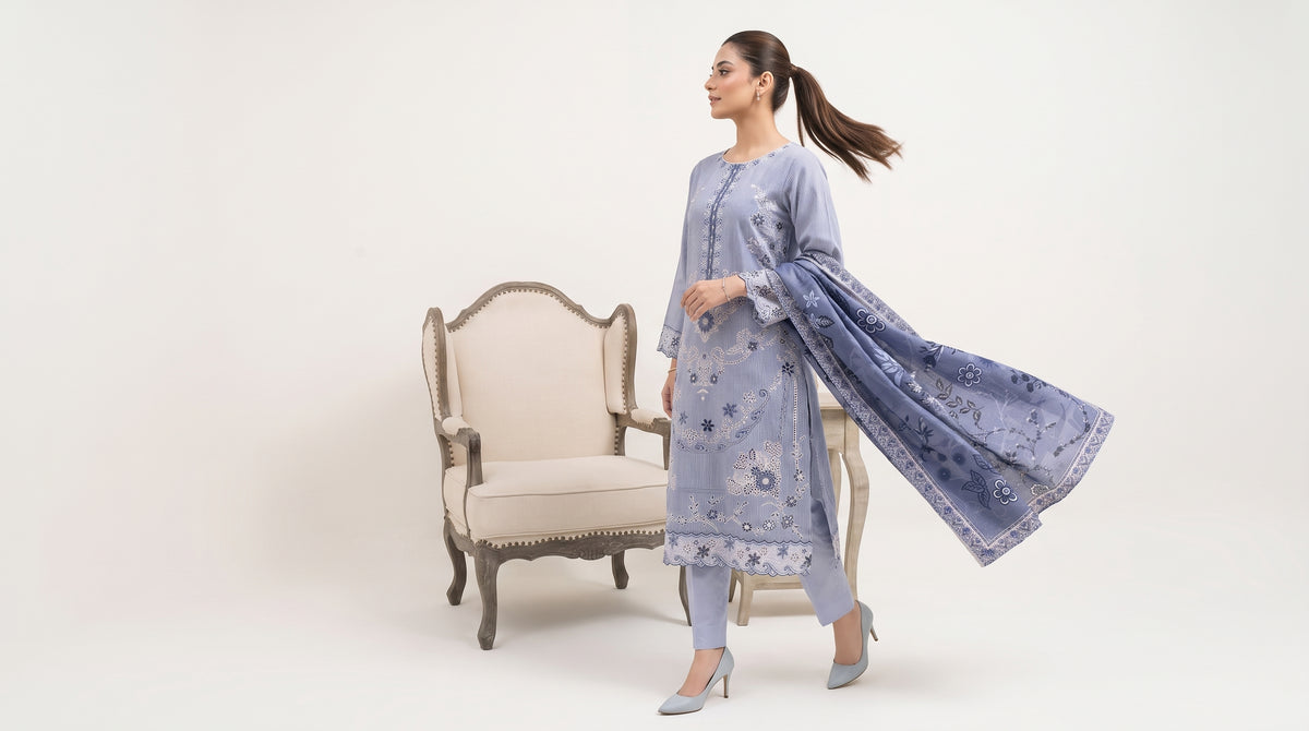 SOULAY 3pcs Un-Stitched Emb Viscose [D-6158]