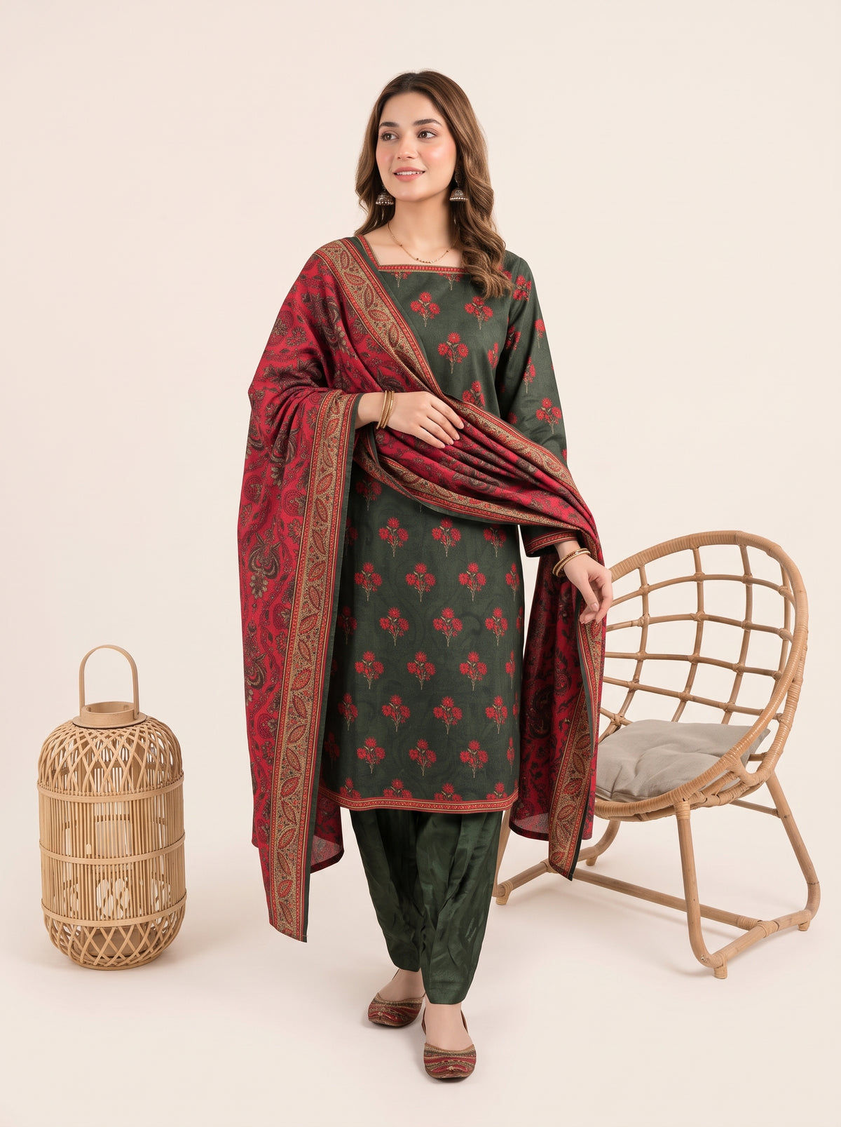 SILSILA 3pcs Un-Stitched Printed Khaddar [D-6269]