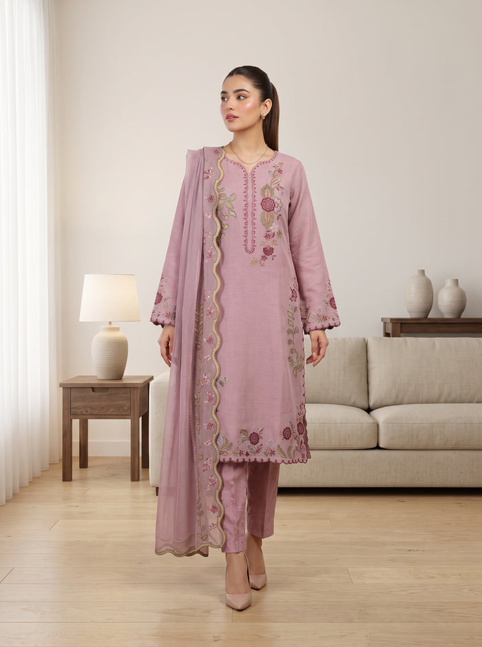 ARIBA 3pcs Stitched Fancy Emb Khaddi [D-5842]
