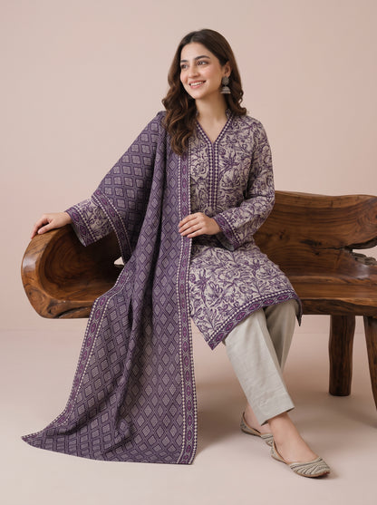 GHAZAL 3pcs Stitched Printed Khaddar [D-6282]