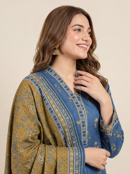 GHAZAL 3pcs Stitched Printed Khaddar [D-6271]