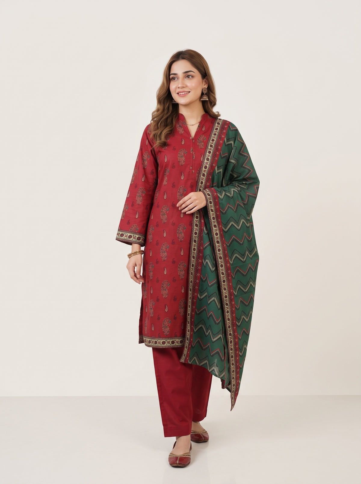 BAHAR 3pcs Stitched Printed Khaddar [D-6283]