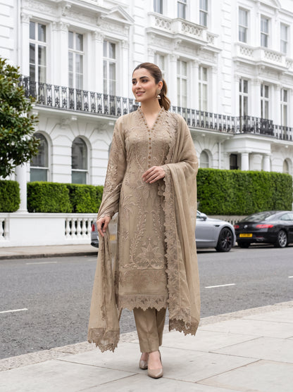 AYZEL 3pcs Semi-Stitched Emb Chiffon [D-5118]