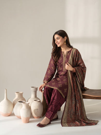 RESHAM 3pcs Un-Stitched Printed Khaddar [D-6272]