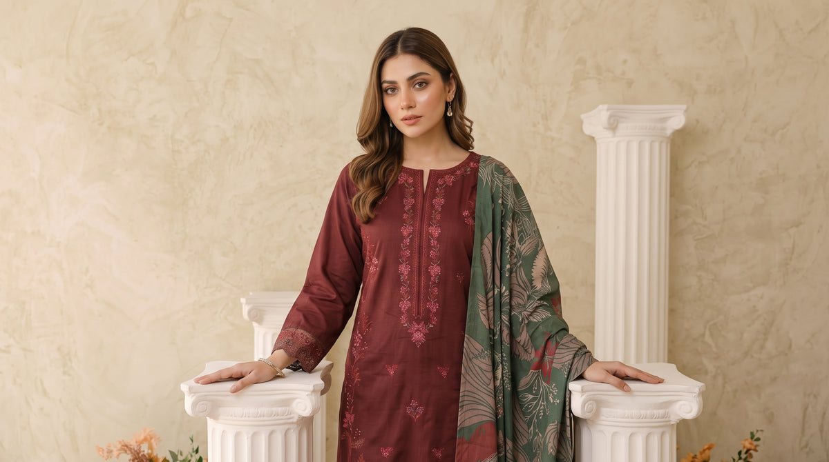 INARA 3pcs Un-Stitched Emb Viscose [D-6215]