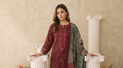 INARA 3pcs Un-Stitched Emb Viscose [D-6215]